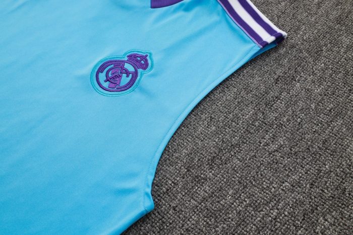 Real Madrid Light Blue Retro Vest - 图片 5