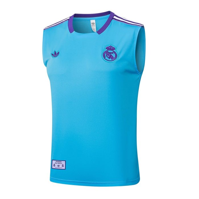 Real Madrid Light Blue Retro Vest - 图片 8