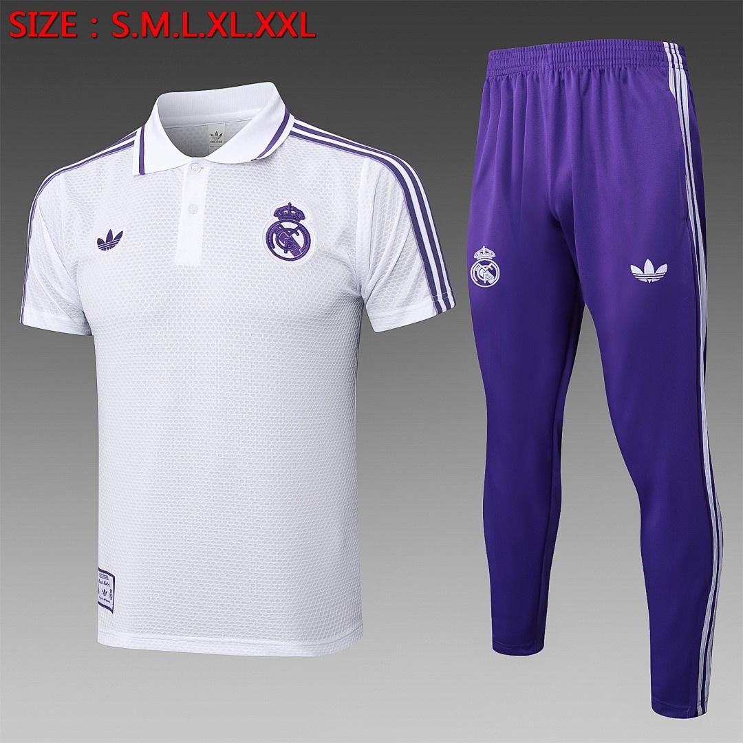 JER-5242_1 Real Madrid White Retro Polo - 图片 1