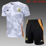 Real Madrid 24-25 White Short Sleeve Training Suit (Spray Ink Dragon)