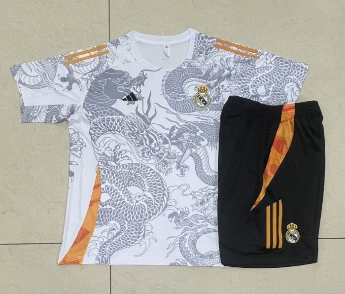 Real Madrid 24-25 White Short Sleeve Training Suit (Spray Ink Dragon) - 图片 9