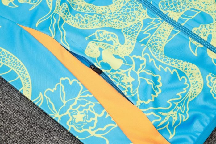 Real Madrid 24-25 Long Zipper Jacket Light Blue (Spray Ink Dragon) - 图片 4