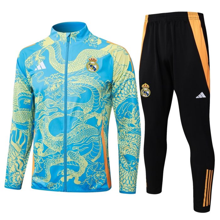 Real Madrid 24-25 Long Zipper Jacket Light Blue (Spray Ink Dragon) - 图片 8