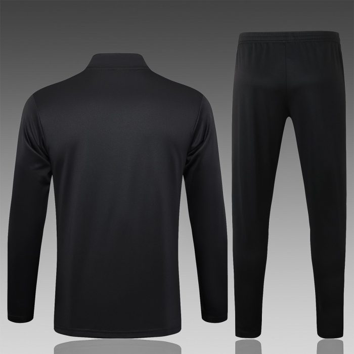 Real Madrid 24/25 Black Ink Splatter Half-Zip Jacket (White Trim on Shoulders) - 图片 2
