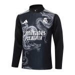 Real Madrid 24/25 Black Ink Splatter Half-Zip Jacket (White Trim on Shoulders) - 图片 4