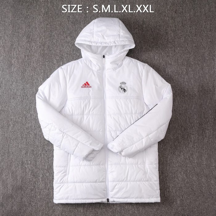 2021 Real Madrid White Cotton Jacket - 图片 7