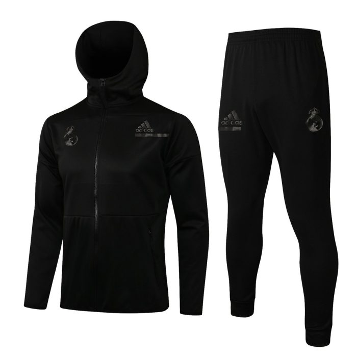 Real Madrid 21-22 Black Long Zip Jacket with Hood - 图片 2