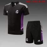 Real Madrid 22-23 Black Short Sleeve Training Set with 5-Inch Shorts