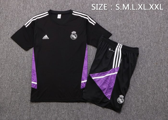 Real Madrid 22-23 Black Short Sleeve Training Set with 5-Inch Shorts - 图片 2