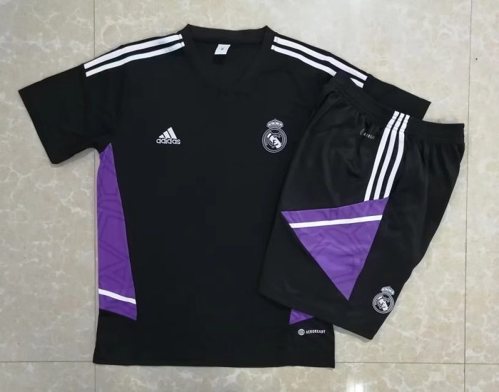 Real Madrid 22-23 Black Short Sleeve Training Set with 5-Inch Shorts - 图片 9