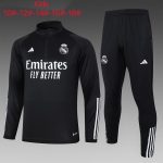 Real Madrid 23-24 Black Kids' Half-Zip Jacket (White Trim)