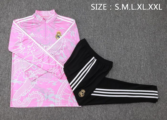 Real Madrid 23/24 Pink Splatter Half-Zip Jacket - 图片 2