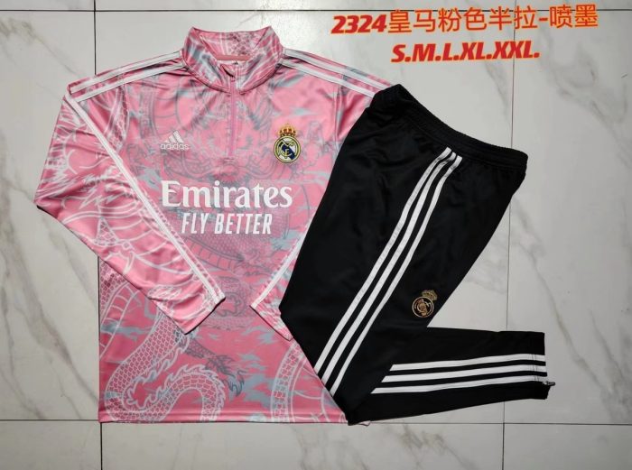 Real Madrid 23/24 Pink Splatter Half-Zip Jacket - 图片 9
