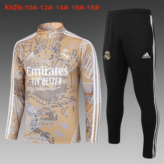 Real Madrid 23-24 Kids' Half-Zip Jacket in Apricot Splatter - 图片 2
