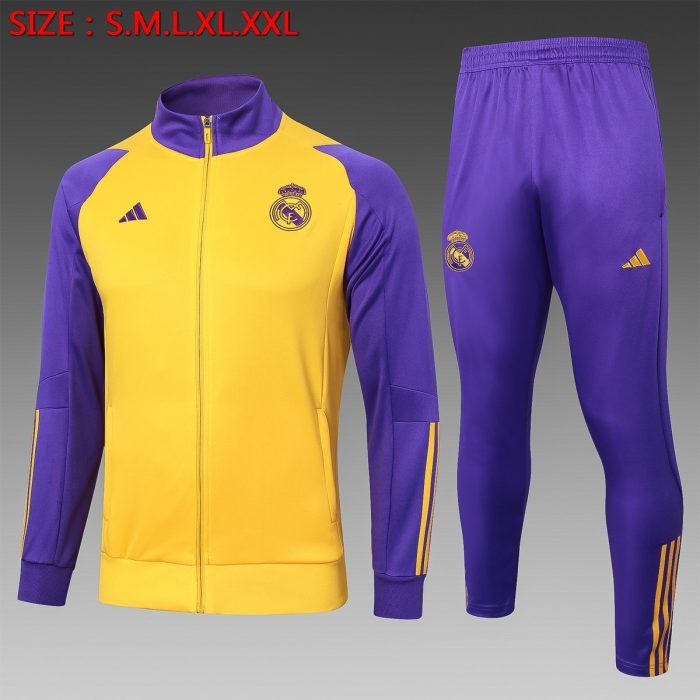 Real Madrid 23-24 Yellow Long Zip Jacket - 图片 8