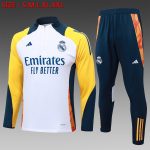 Real Madrid 24-25 Half-Zip Jacket White with Yellow Sleeves