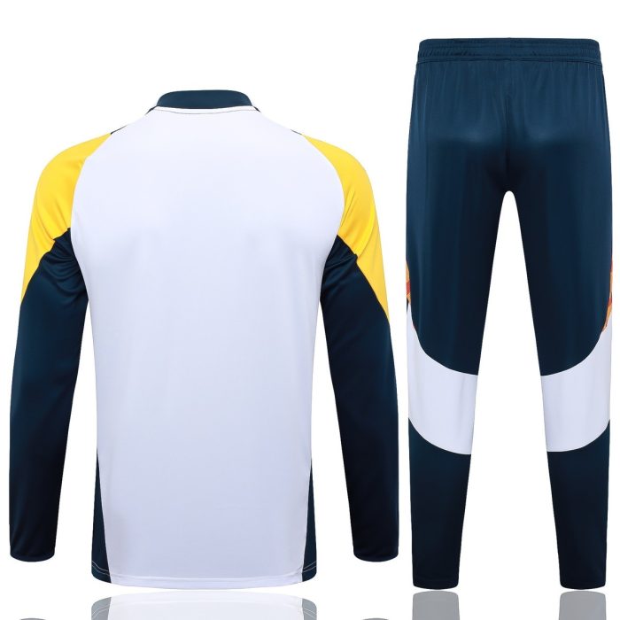 Real Madrid 24-25 Half-Zip Jacket White with Yellow Sleeves - 图片 8
