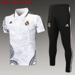 Real Madrid 23-24 Polo Shirt White Ink Splatter (Chinese Dragon)
