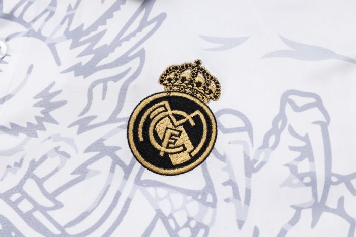 Real Madrid 23-24 Polo Shirt White Ink Splatter (Chinese Dragon) - 图片 5