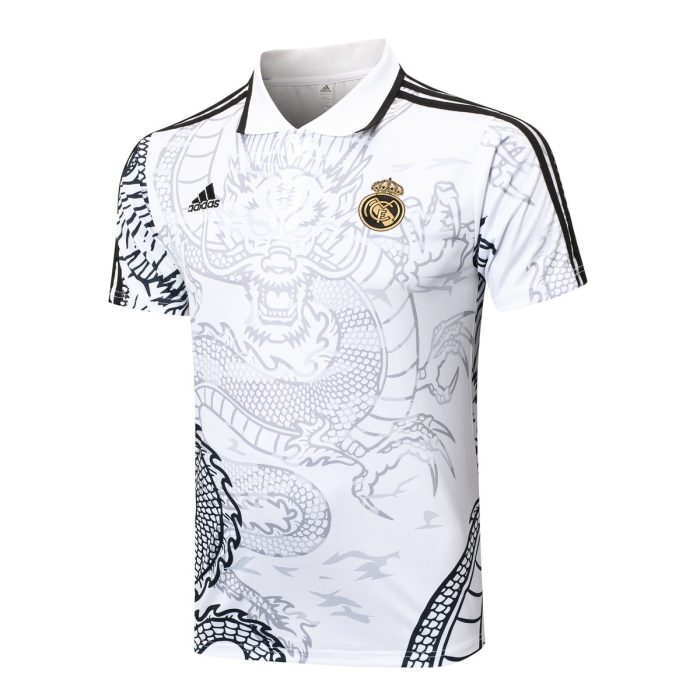 Real Madrid 23-24 Polo Shirt White Ink Splatter (Chinese Dragon) - 图片 8