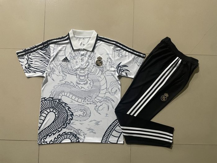 Real Madrid 23-24 Polo Shirt White Ink Splatter (Chinese Dragon) - 图片 9