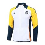 Real Madrid 24-25 White with Yellow Shoulder Long Zip Jacket - 图片 3