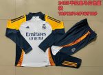 Real Madrid 24-25 White Kids' Half-Zip Jacket with Yellow Shoulders - 图片 4