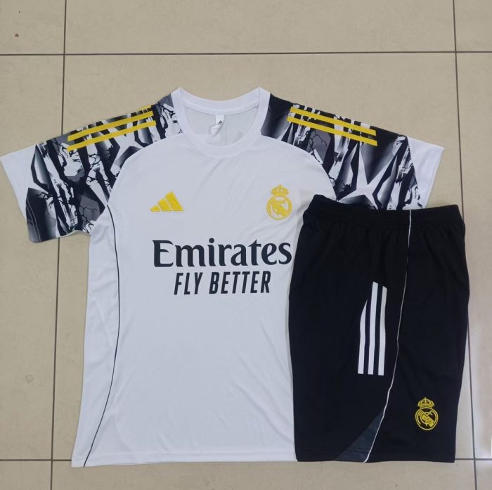 Real Madrid White Short Sleeve Training Shirt (Sleeve Spray Ink) - 图片 9