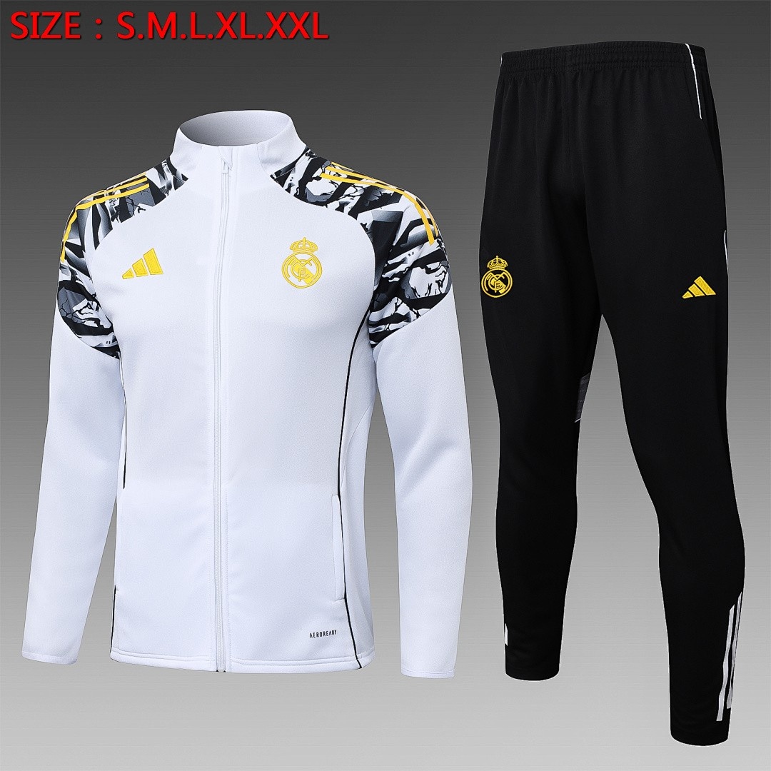 JER-5265_1 Real Madrid 2025/26 Long Sleeve Training Jacket White - 图片 1