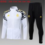 Real Madrid White Children's Long Sleeve Training Suit (Sleeve Spray Print)