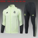 Real Madrid Kids Light Green Long Zipper Jacket (Sleeves Gray Green) - 图片 2