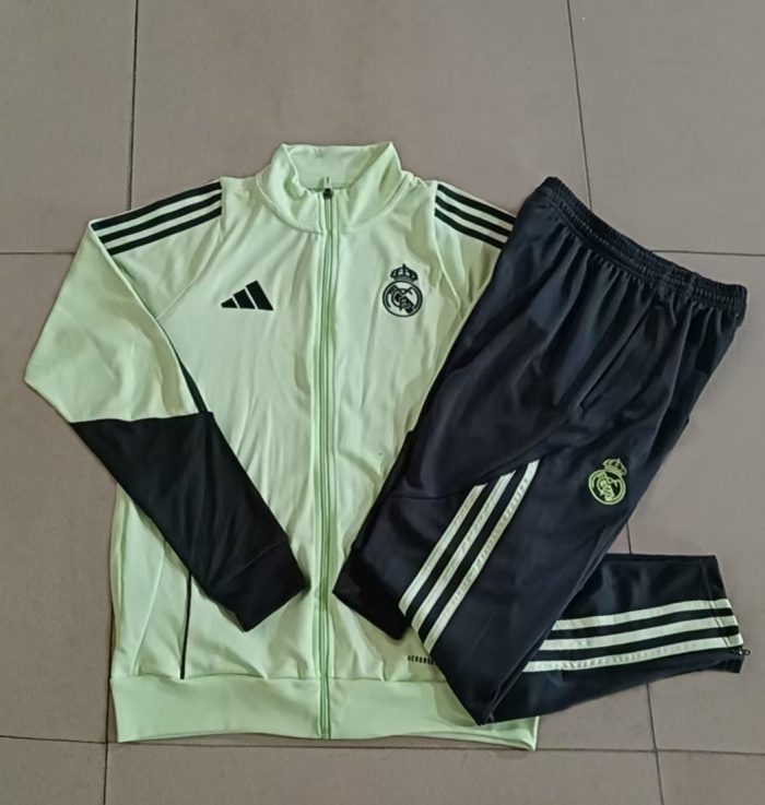 Real Madrid Kids Light Green Long Zipper Jacket (Sleeves Gray Green) - 图片 4
