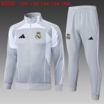 Real Madrid Grey and White Kids Long Zipper Jacket - 图片 2