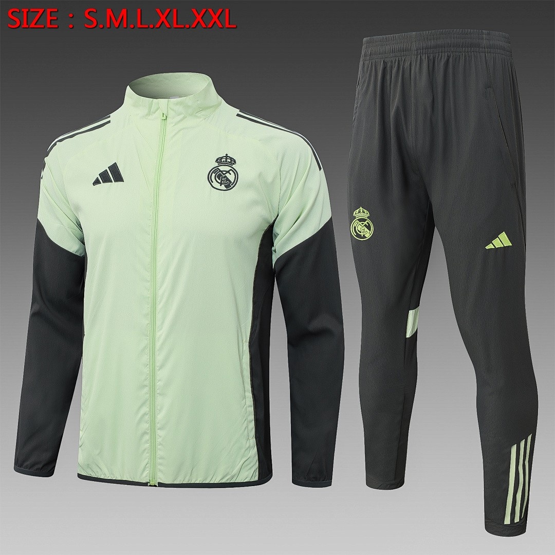 JER-5270_1 Real Madrid 25/26 Light Green Windbreaker - 图片 1