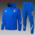 Real Madrid Blue Long Zipper Jacket with Hood