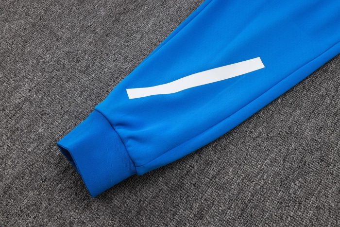 Real Madrid Blue Long Zipper Jacket with Hood - 图片 3