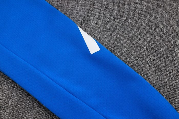 Real Madrid Blue Long Zipper Jacket with Hood - 图片 5
