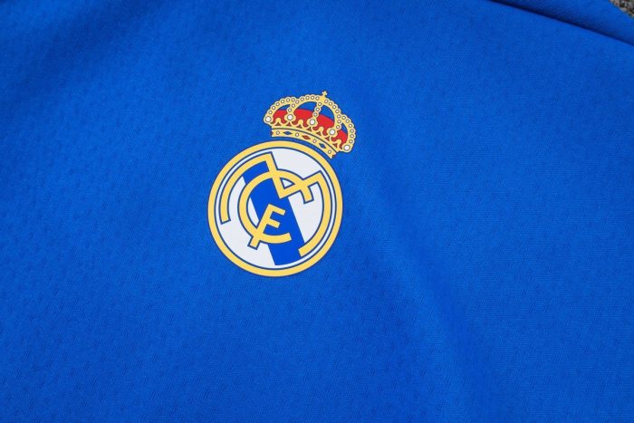 Real Madrid Blue Long Zipper Jacket with Hood - 图片 6