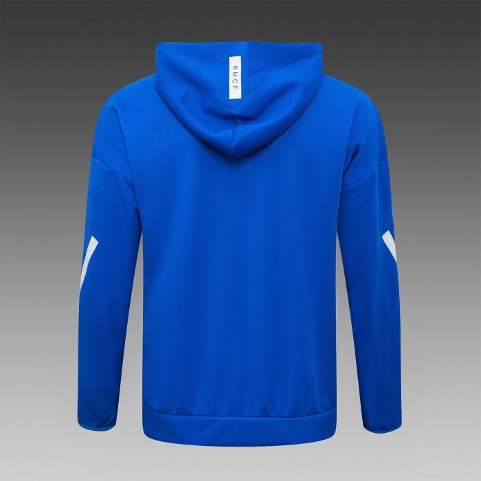 Real Madrid Blue Long Zipper Jacket with Hood - 图片 8