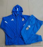 Real Madrid Blue Long Zipper Jacket with Hood - 图片 9