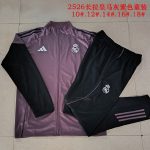 Real Madrid Grey Purple Long Zipper Jacket Kids - 图片 2