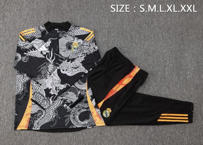Real Madrid 24/25 Black (Spray Ink Dragon) Half-Zip Jacket - 图片 2