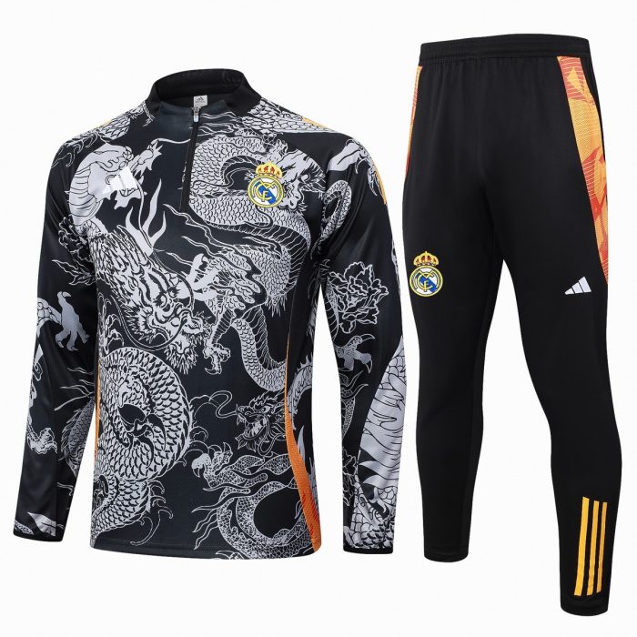Real Madrid 24/25 Black (Spray Ink Dragon) Half-Zip Jacket - 图片 8