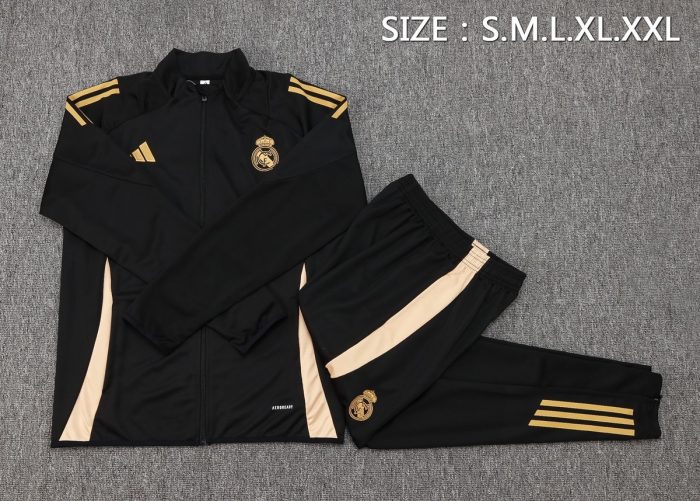 Real Madrid 24-25 Black Long Zip Jacket - 图片 2