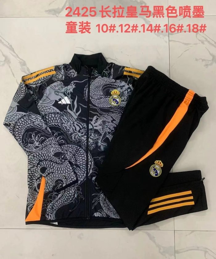 Real Madrid 24/25 Black Children's Training Suit (Spray Ink Dragon) - 图片 4
