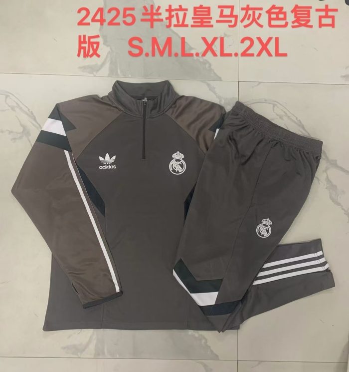 Real Madrid 24/25 Grey Half-Zip Jacket (Retro Edition) - 图片 9