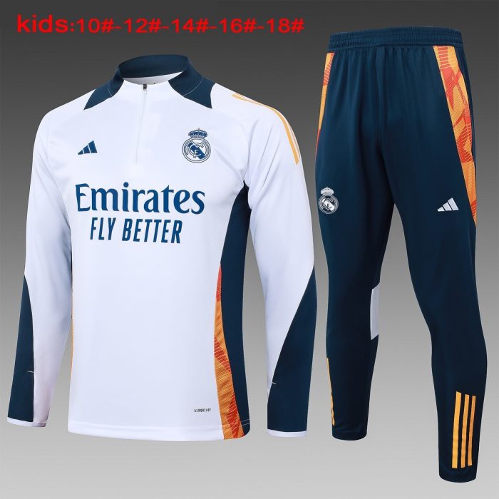 Real Madrid 24-25 White Kids' Half-Zip Jacket - 图片 2
