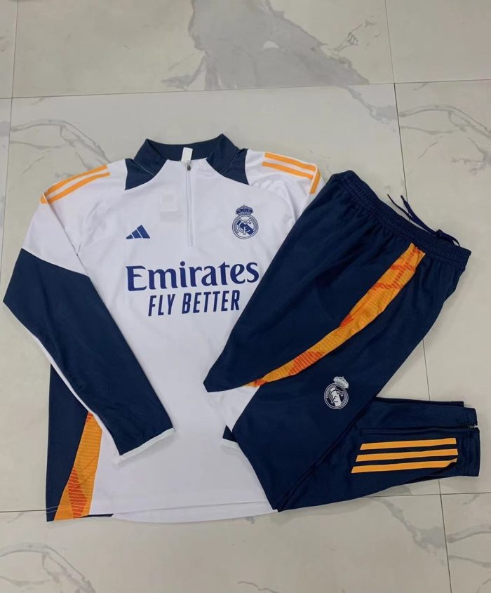 Real Madrid 24-25 White Kids' Half-Zip Jacket - 图片 4