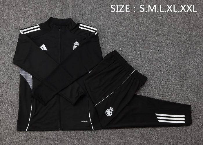 Real Madrid Black Long Zipper Jacket - 图片 2