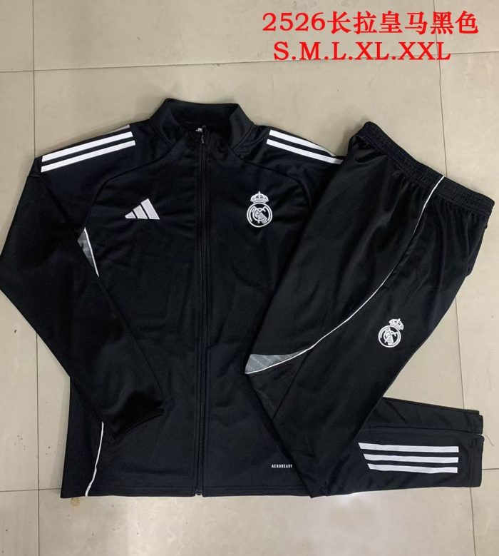 Real Madrid Black Long Zipper Jacket - 图片 9